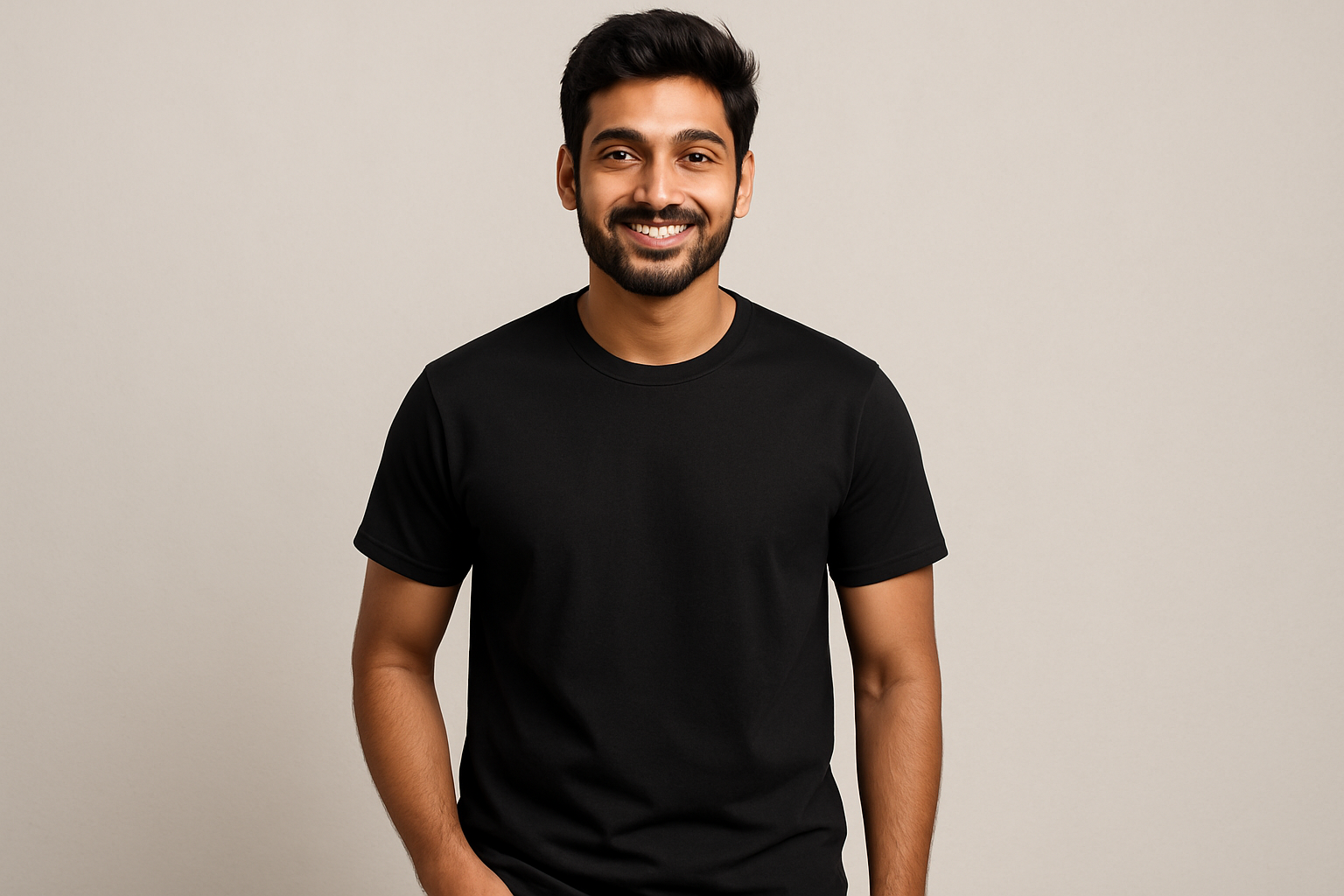 plain black tshirt with indian model
